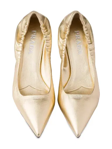 Prada Women's Mordoré Nappa Leather Pumps - Gold | Thumbnail 3 Prada Women's Mordoré Nappa Leather Pumps - Gold | Thumbnail 3
