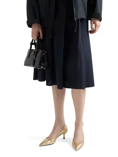 Prada Women's Mordoré Nappa Leather Pumps - Gold | Thumbnail 5 Prada Women's Mordoré Nappa Leather Pumps - Gold | Thumbnail 5