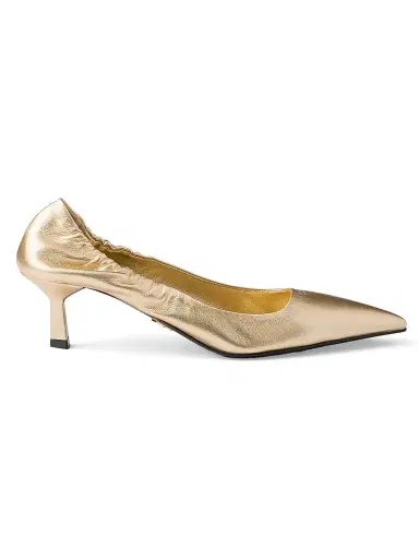 Prada Women's Mordoré Nappa Leather Pumps - Gold | Thumbnail 1 Prada Women's Mordoré Nappa Leather Pumps - Gold | Thumbnail 1