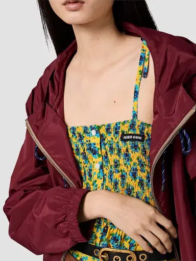 Miu Miu Women's Technical Fabric Blouson Jacket - Dark Red | Thumbnail 5 Miu Miu Women's Technical Fabric Blouson Jacket - Dark Red | Thumbnail 5