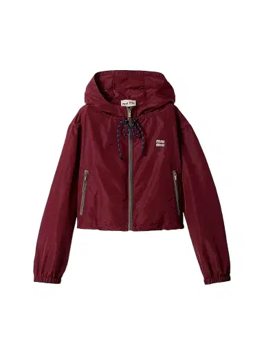 Miu Miu Women's Technical Fabric Blouson Jacket - Dark Red | Thumbnail 1 Miu Miu Women's Technical Fabric Blouson Jacket - Dark Red | Thumbnail 1