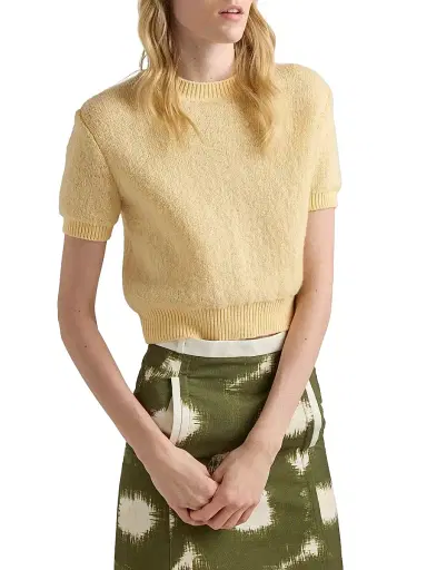 Prada Women's Cashmere Crewneck Sweater - Yellow | Thumbnail 2 Prada Women's Cashmere Crewneck Sweater - Yellow | Thumbnail 2