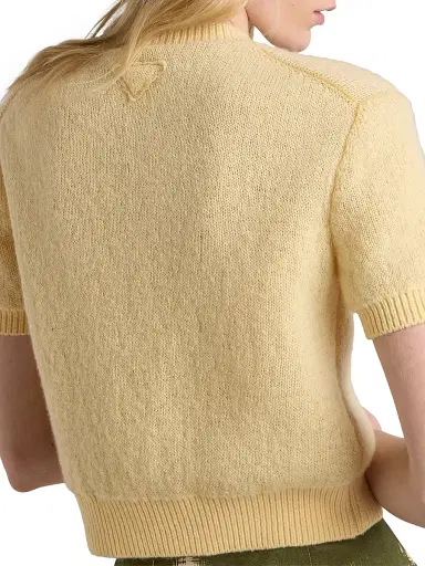Prada Women's Cashmere Crewneck Sweater - Yellow | Thumbnail 4 Prada Women's Cashmere Crewneck Sweater - Yellow | Thumbnail 4