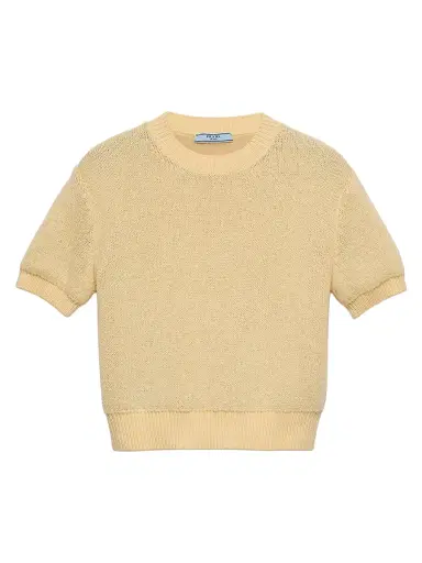 Prada Women's Cashmere Crewneck Sweater - Yellow | Thumbnail 1 Prada Women's Cashmere Crewneck Sweater - Yellow | Thumbnail 1