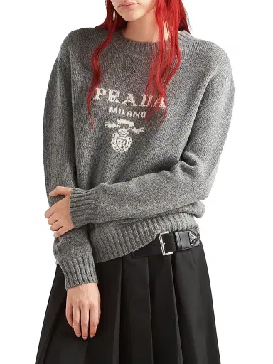 Prada Women's Cashmere and Wool Crew-Neck Sweater - Grey - Size 8 | Thumbnail 2 Prada Women's Cashmere and Wool Crew-Neck Sweater - Grey - Size 8 | Thumbnail 2