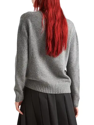 Prada Women's Cashmere and Wool Crew-Neck Sweater - Grey - Size 8 | Thumbnail 5 Prada Women's Cashmere and Wool Crew-Neck Sweater - Grey - Size 8 | Thumbnail 5