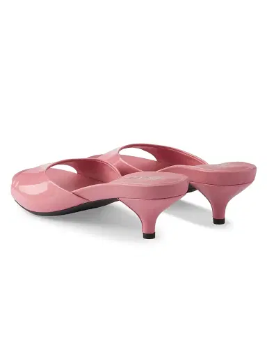 Prada Women's Patent Leather Kitten Heel Sandals - Pink | Thumbnail 3 Prada Women's Patent Leather Kitten Heel Sandals - Pink | Thumbnail 3