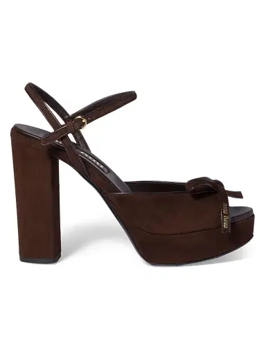 Miu Miu Women's Suede Platform Sandals - Brown - Size 9.5 | Thumbnail 1 Miu Miu Women's Suede Platform Sandals - Brown - Size 9.5 | Thumbnail 1