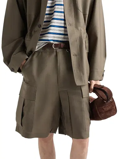 Prada Men's Mohair and Wool Bermudas - Green | Thumbnail 5 Prada Men's Mohair and Wool Bermudas - Green | Thumbnail 5