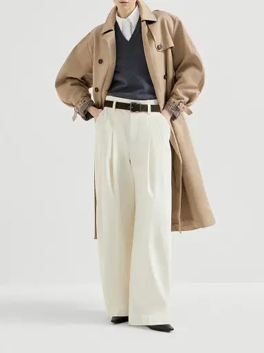 Brunello Cucinelli Women's Cotton and Linen Twill Trench Coat with Monili | Thumbnail 6 Brunello Cucinelli Women's Cotton and Linen Twill Trench Coat with Monili | Thumbnail 6