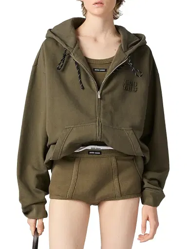 Miu Miu Women's Garment-Dyed Ribbed Knit Jersey Top - Green - Size Medium | Thumbnail 2 Miu Miu Women's Garment-Dyed Ribbed Knit Jersey Top - Green - Size Medium | Thumbnail 2
