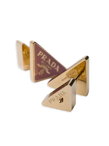 Prada Women's Enameled Metal Earrings - Pink Gold | Thumbnail 2 Prada Women's Enameled Metal Earrings - Pink Gold | Thumbnail 2