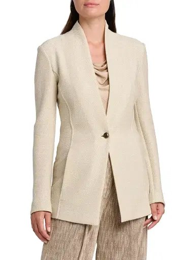 Giorgio Armani Women's Birdseye Cotton-Blend Blazer - Beige - Size 10 | Thumbnail 3 Giorgio Armani Women's Birdseye Cotton-Blend Blazer - Beige - Size 10 | Thumbnail 3