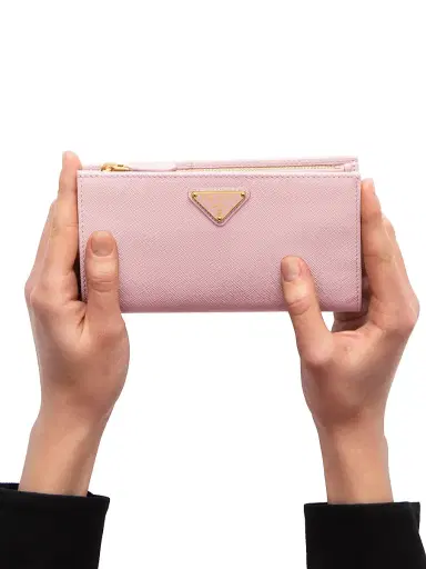 Prada Women's Large Saffiano Leather Wallet - Baby Pink | Thumbnail 6 Prada Women's Large Saffiano Leather Wallet - Baby Pink | Thumbnail 6