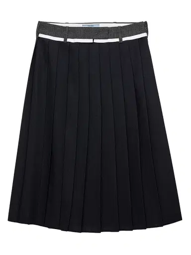 Prada Women's Pleated Rush Stitch Midi Skirt | Thumbnail 1 Prada Women's Pleated Rush Stitch Midi Skirt | Thumbnail 1