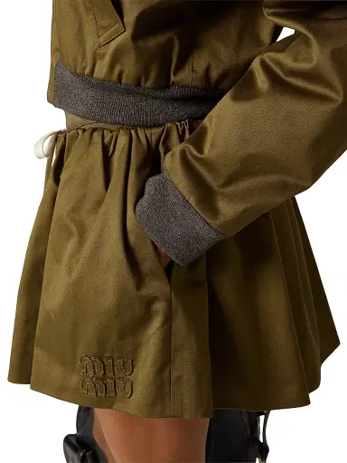 Miu Miu Women's Satin Cotton Miniskirt - Green | Thumbnail 3 Miu Miu Women's Satin Cotton Miniskirt - Green | Thumbnail 3