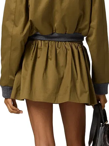 Miu Miu Women's Satin Cotton Miniskirt - Green | Thumbnail 4 Miu Miu Women's Satin Cotton Miniskirt - Green | Thumbnail 4