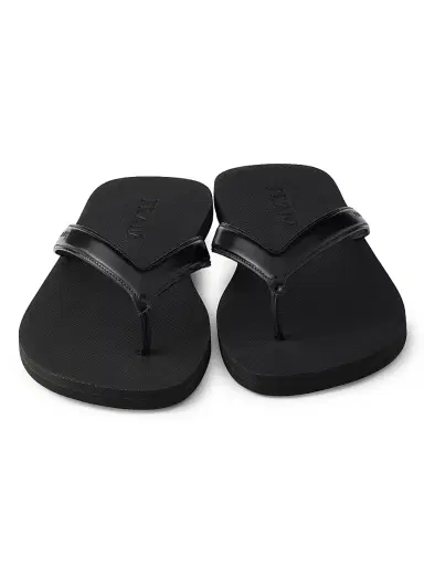 Prada Men's Brushed Leather Flip-Flops - Black | Thumbnail 2 Prada Men's Brushed Leather Flip-Flops - Black | Thumbnail 2