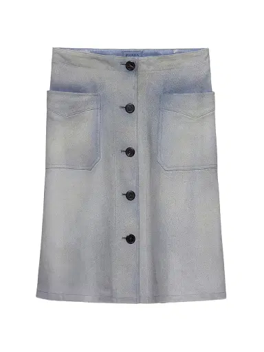 Prada Women's Buttoned Suede Skirt - Blue | Thumbnail 1 Prada Women's Buttoned Suede Skirt - Blue | Thumbnail 1