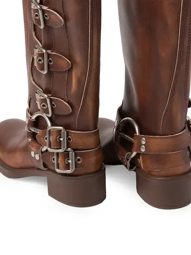 Miu Miu Women's Leather Boots - Brown | Thumbnail 3 Miu Miu Women's Leather Boots - Brown | Thumbnail 3