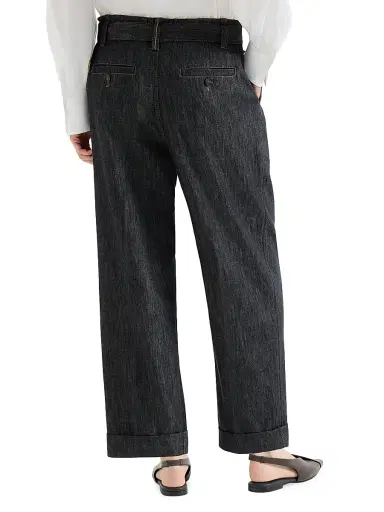 Brunello Cucinelli Women's Cotton Denim Effect Twill Loose Sartorial Trousers - Dark Denim - Size 4 | Thumbnail 3 Brunello Cucinelli Women's Cotton Denim Effect Twill Loose Sartorial Trousers - Dark Denim - Size 4 | Thumbnail 3