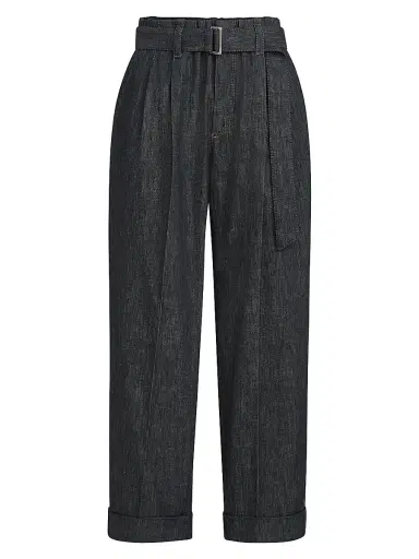 Brunello Cucinelli Women's Cotton Denim Effect Twill Loose Sartorial Trousers - Dark Denim - Size 4 | Thumbnail 1 Brunello Cucinelli Women's Cotton Denim Effect Twill Loose Sartorial Trousers - Dark Denim - Size 4 | Thumbnail 1