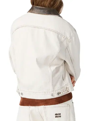 Miu Miu Women's Denim Blouson Jacket - White - Size 6 | Thumbnail 3 Miu Miu Women's Denim Blouson Jacket - White - Size 6 | Thumbnail 3