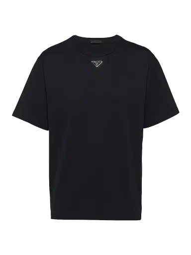 Prada Men's Cotton T-Shirt - Black | Thumbnail 1 Prada Men's Cotton T-Shirt - Black | Thumbnail 1