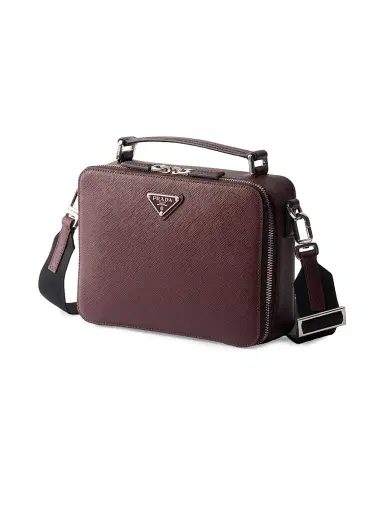 Prada Men's Brique Saffiano Leather Bag - Dark Red | Thumbnail 2 Prada Men's Brique Saffiano Leather Bag - Dark Red | Thumbnail 2