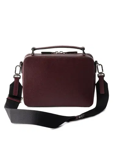 Prada Men's Brique Saffiano Leather Bag - Dark Red | Thumbnail 3 Prada Men's Brique Saffiano Leather Bag - Dark Red | Thumbnail 3