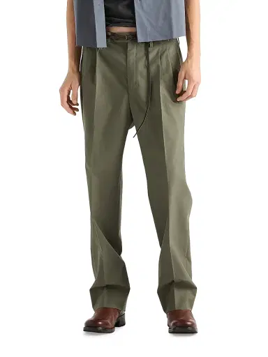 Prada Men's Wide-Leg Wool Pants - Green | Thumbnail 2 Prada Men's Wide-Leg Wool Pants - Green | Thumbnail 2
