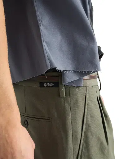 Prada Men's Wide-Leg Wool Pants - Green | Thumbnail 6 Prada Men's Wide-Leg Wool Pants - Green | Thumbnail 6