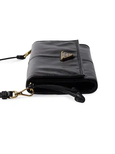Prada Women's Leather Wallet with Shoulder Strap - Black | Thumbnail 4 Prada Women's Leather Wallet with Shoulder Strap - Black | Thumbnail 4
