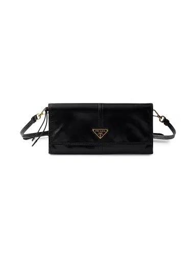 Prada Women's Leather Wallet with Shoulder Strap - Black | Thumbnail 1 Prada Women's Leather Wallet with Shoulder Strap - Black | Thumbnail 1
