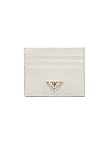 Prada Women's Saffiano Leather Card Holder - Ivory | Thumbnail 1 Prada Women's Saffiano Leather Card Holder - Ivory | Thumbnail 1