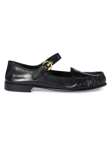 Miu Miu Women's Leather Loafers with Strap - Black - Size 8.5 | Thumbnail 1 Miu Miu Women's Leather Loafers with Strap - Black - Size 8.5 | Thumbnail 1