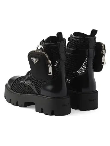 Prada Women's Mesh Fabric and Brushed Leather Booties with Pouch - Black - Size 4.5 | Thumbnail 3 Prada Women's Mesh Fabric and Brushed Leather Booties with Pouch - Black - Size 4.5 | Thumbnail 3