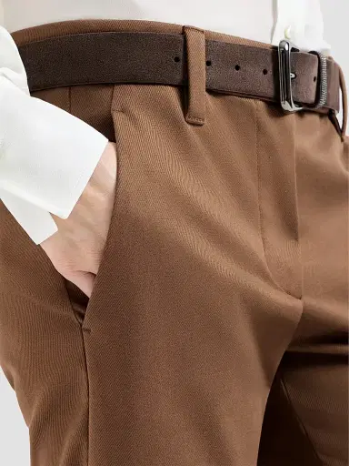 Brunello Cucinelli Women's Stretch Cotton Cover Slim Fit Trousers | Thumbnail 4 Brunello Cucinelli Women's Stretch Cotton Cover Slim Fit Trousers | Thumbnail 4
