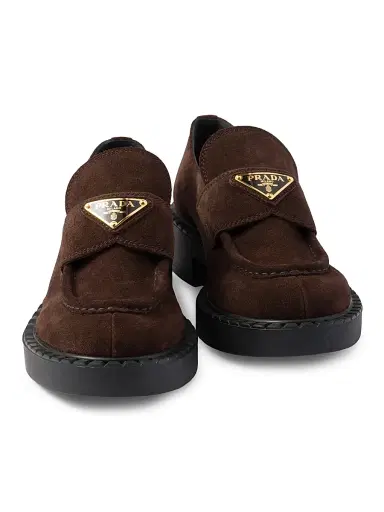 Prada Women's Suede Loafers - Dark Brown | Thumbnail 2 Prada Women's Suede Loafers - Dark Brown | Thumbnail 2