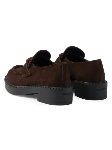 Prada Women's Suede Loafers - Dark Brown | Thumbnail 3 Prada Women's Suede Loafers - Dark Brown | Thumbnail 3