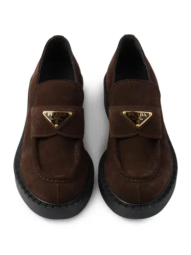 Prada Women's Suede Loafers - Dark Brown | Thumbnail 4 Prada Women's Suede Loafers - Dark Brown | Thumbnail 4