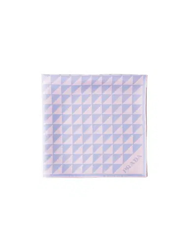 Prada Women's Printed Silk Twill Scarf - Pink Blue | Thumbnail 1 Prada Women's Printed Silk Twill Scarf - Pink Blue | Thumbnail 1