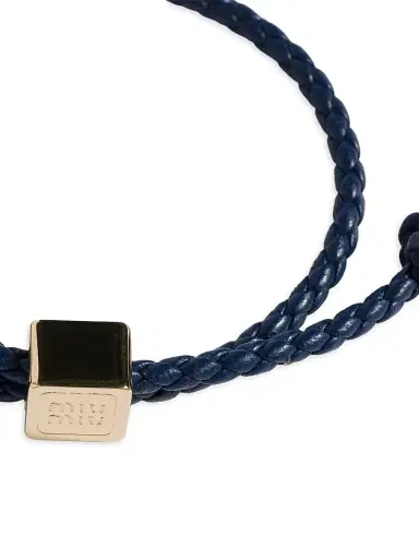 Miu Miu Women's Leather Bracelet - Dark Blue | Thumbnail 2 Miu Miu Women's Leather Bracelet - Dark Blue | Thumbnail 2