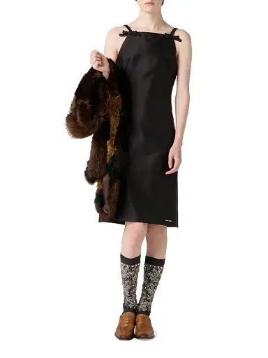 Miu Miu Women's Silk and Wool Mini-Dress - Black | Thumbnail 6 Miu Miu Women's Silk and Wool Mini-Dress - Black | Thumbnail 6