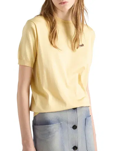 Prada Women's Silk Crew-Neck Sweater - Yellow | Thumbnail 4 Prada Women's Silk Crew-Neck Sweater - Yellow | Thumbnail 4