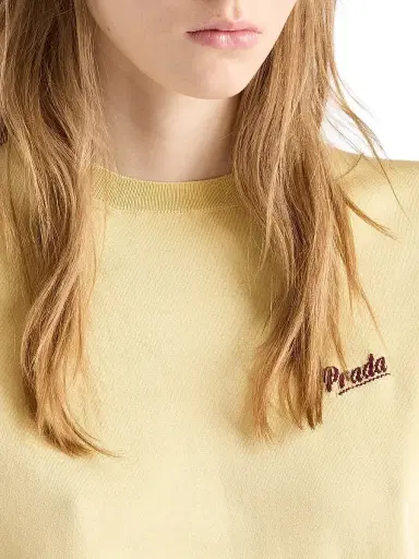 Prada Women's Silk Crew-Neck Sweater - Yellow | Thumbnail 5 Prada Women's Silk Crew-Neck Sweater - Yellow | Thumbnail 5