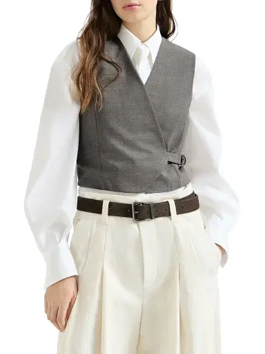 Brunello Cucinelli Women's Tropical Luxury Wool Vest | Thumbnail 2 Brunello Cucinelli Women's Tropical Luxury Wool Vest | Thumbnail 2