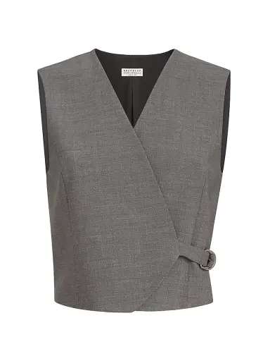 Brunello Cucinelli Women's Tropical Luxury Wool Vest | Thumbnail 1 Brunello Cucinelli Women's Tropical Luxury Wool Vest | Thumbnail 1