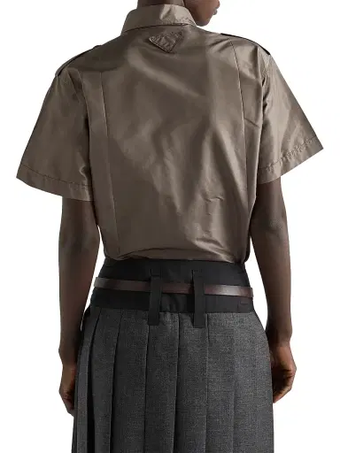 Prada Women's Short-Sleeved Taffeta Shirt - Green | Thumbnail 3 Prada Women's Short-Sleeved Taffeta Shirt - Green | Thumbnail 3