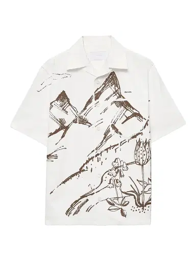 Prada Men's Printed Cotton Bowling Shirt | Thumbnail 1 Prada Men's Printed Cotton Bowling Shirt | Thumbnail 1